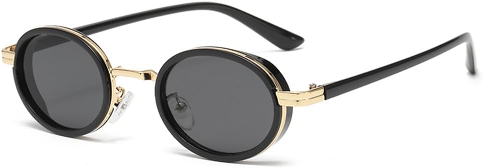 

Овальные панк-солнцезащитные очки для женщин, металлическая оправа, солнцезащитные очки для мужчин, классический винтажный стимпанк, солнцезащитные очки UV400 KTUCN, Gold Black