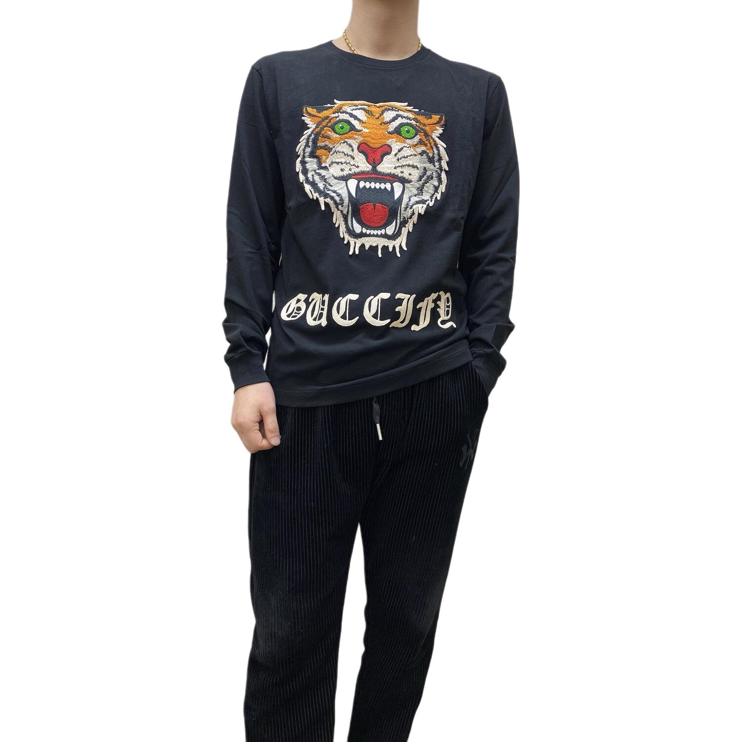 Футболка мужская Gucci с принтом тигра, черная — фото 2
