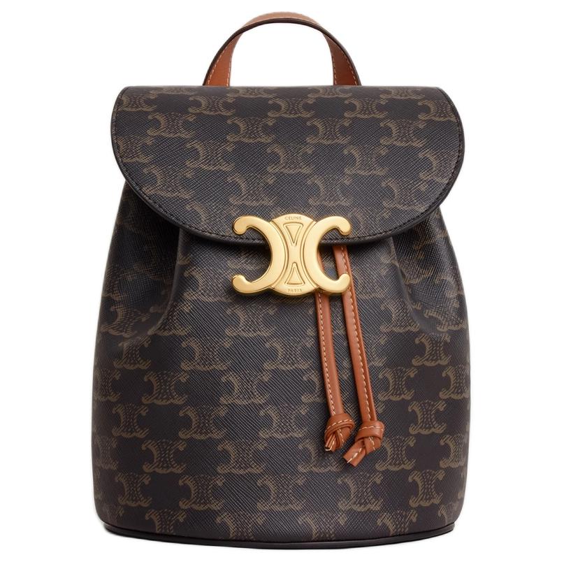 

CELINE Гладкий кожаный рюкзак из коровьей кожи женский умбра