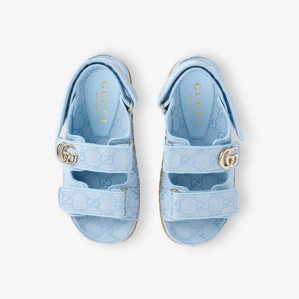 Сандалии Gucci New Marmont GG текстильные с фирменным принтом, голубой — фото 2