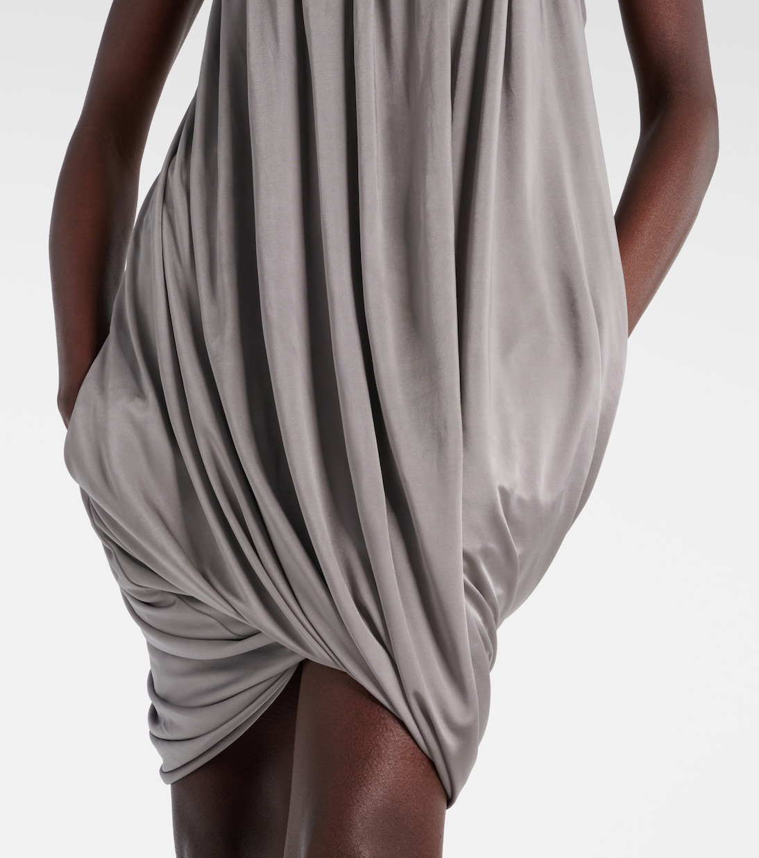 

Мини-платье из драпированного джерси The Attico, серый