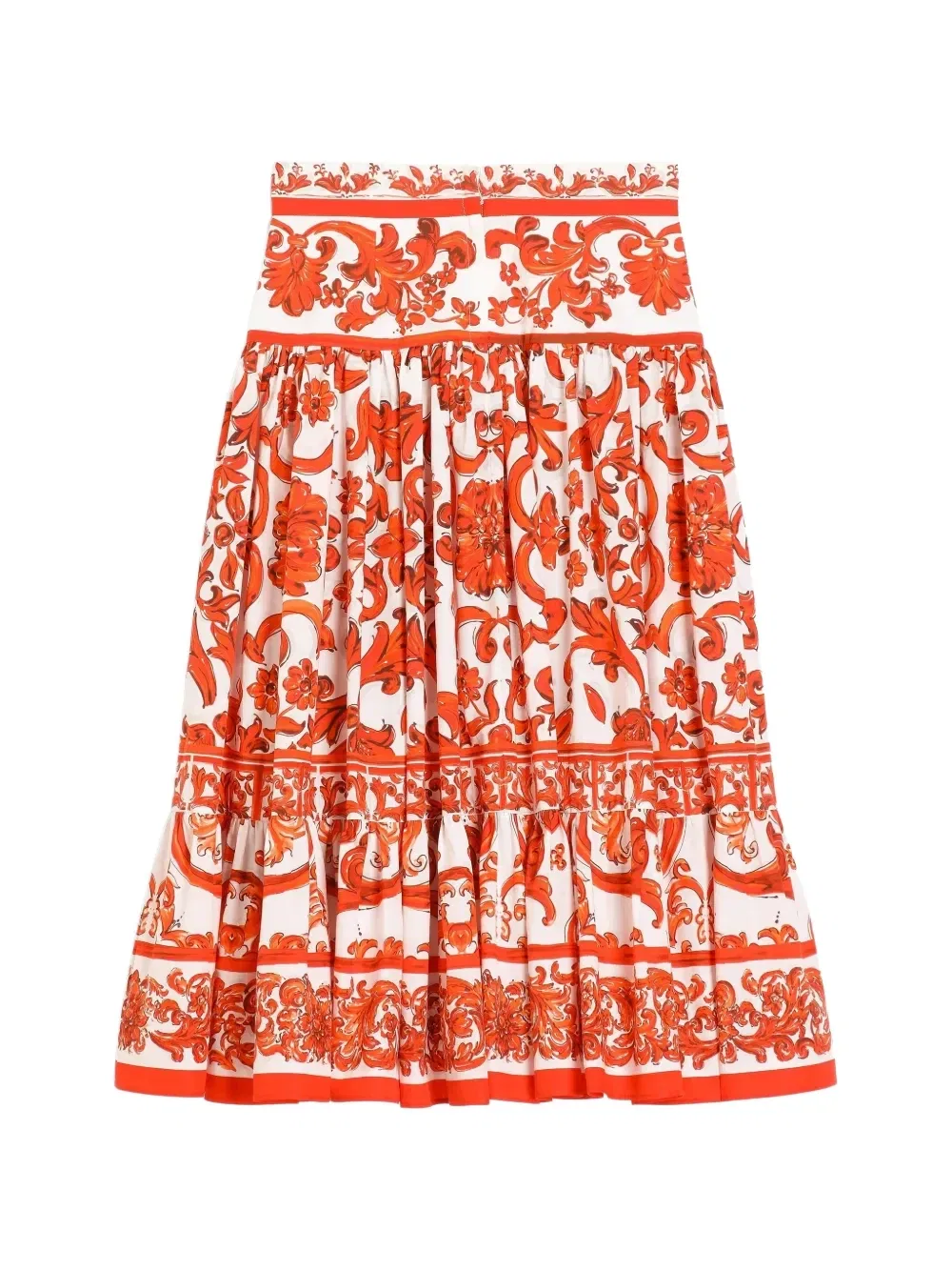 Юбка из поплина с принтом "Майолика" Dolce & Gabbana Kids, белый — фото 2