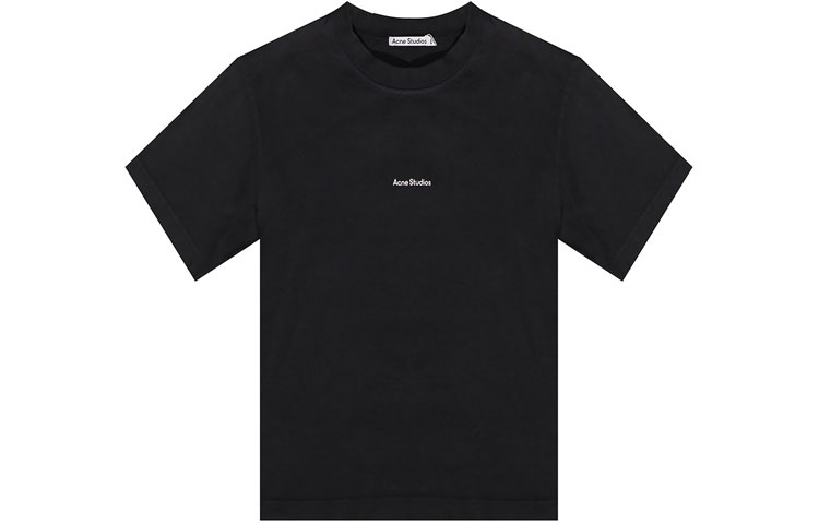 Футболка с круглым вырезом Морская синяя Acne Studios, Черная — фото 2