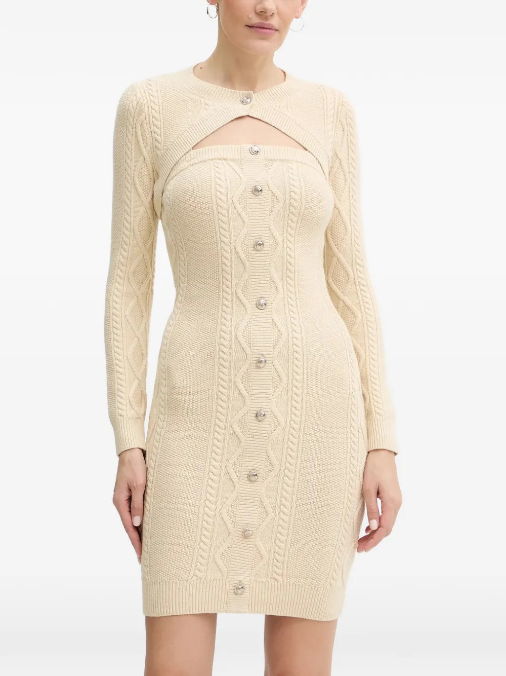 

Мини-платье вязаное косами на пуговицах Guess Usa, нейтральный