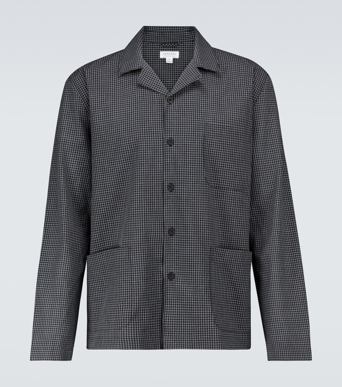 

Хлопковая пижамная рубашка с длинными рукавами Sunspel, Micro Windowpane Check