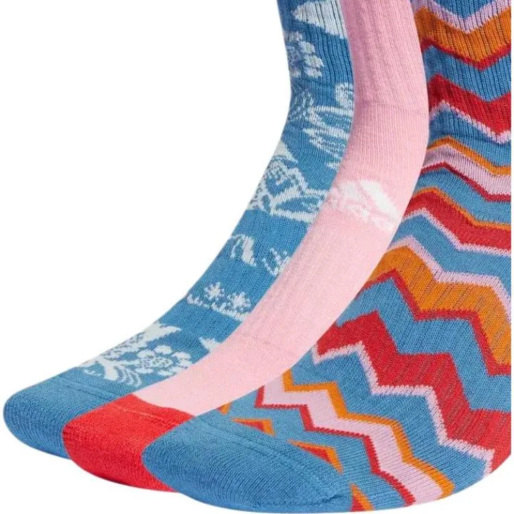 Женские носки до середины икры Adidas, 3 Pack (Pink+Light Blue+Blue) — фото 3