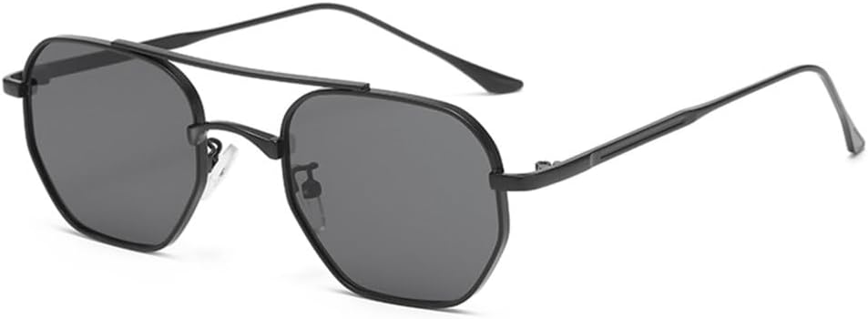 

Модные солнцезащитные очки 2027 года с двойной перемычкой и металлической оправой, для вождения, винтажные, черные, для мужчин, с защитой от УФ-излучения UV400, женские MTZJH, Black Grey