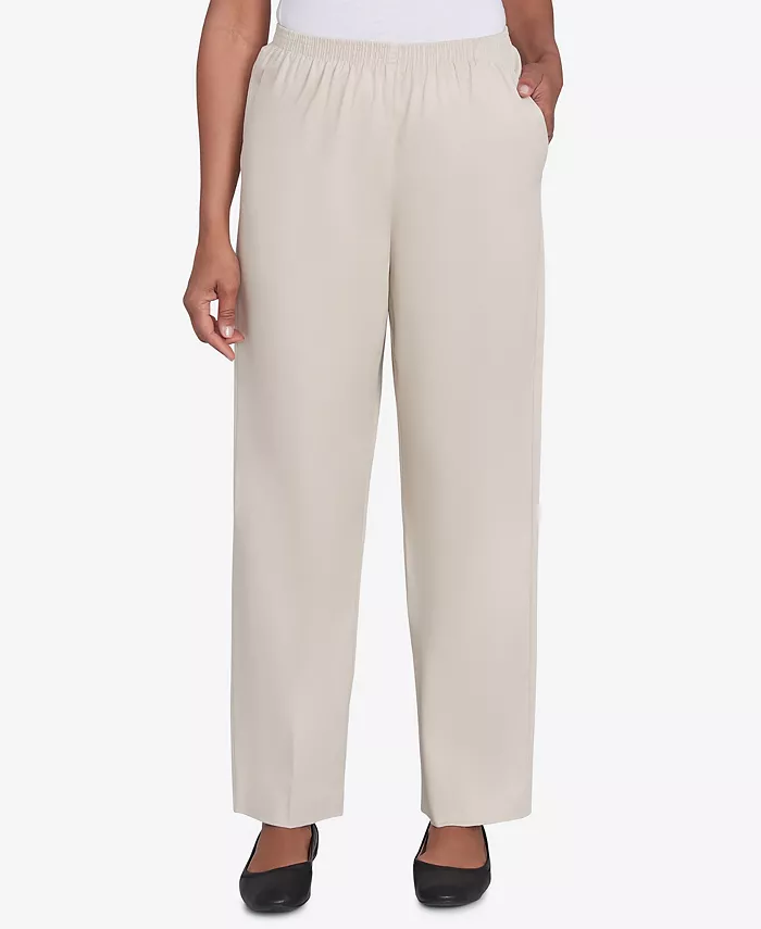 

Узкие повседневные брюки с заниженной талией Petite Mid-Rise Casual Pants Alfred Dunner, коричневый/бежевый