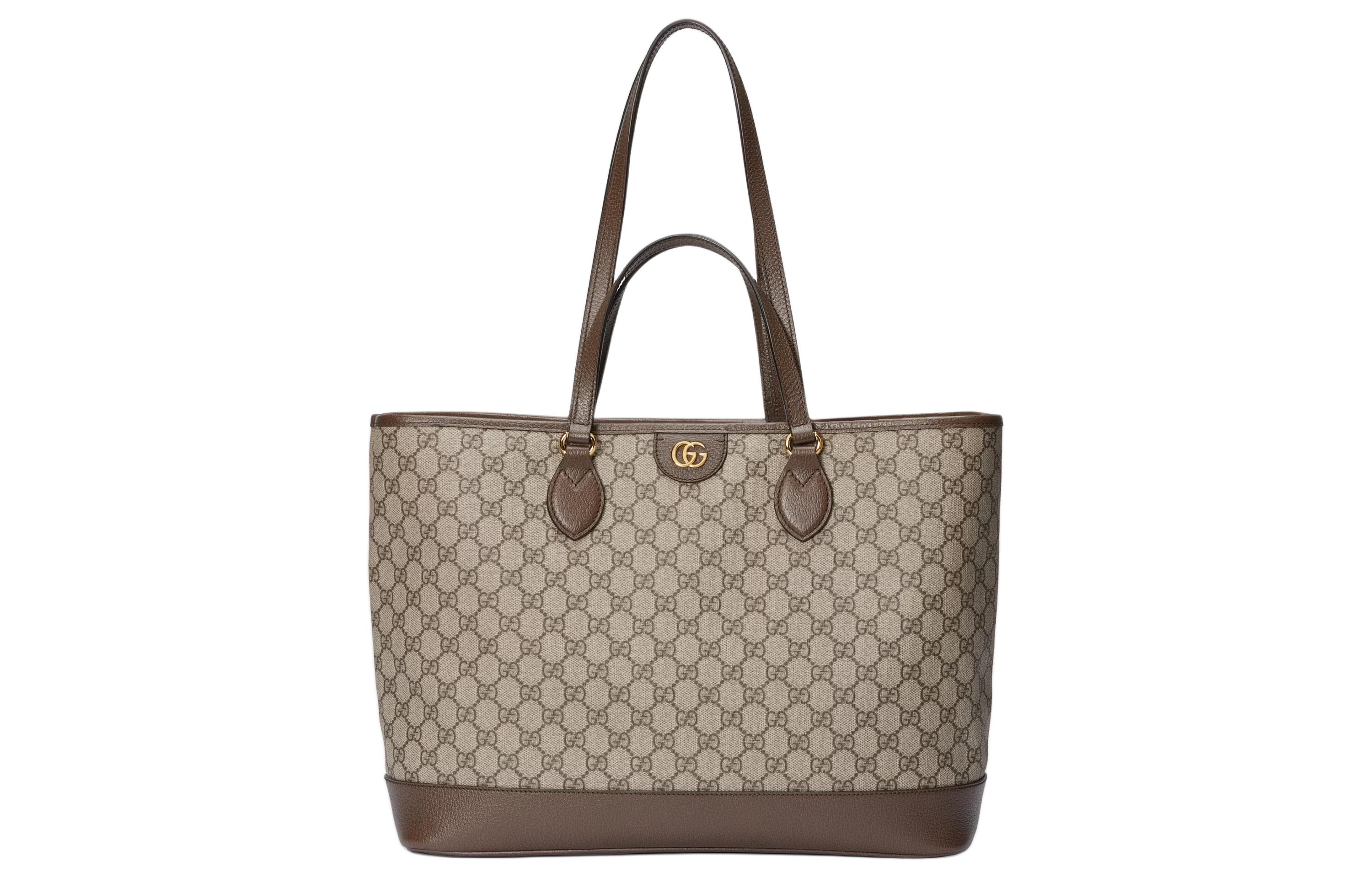 

GUCCI Сумка Ophidia Canvas With Leather, шоппер, через плечо, женская, средняя, бежевая и эбони