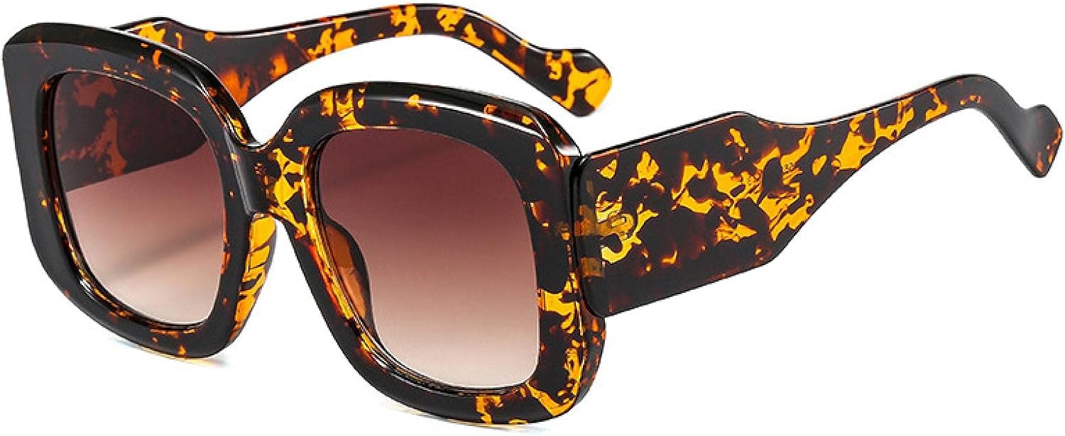 

Модные солнцезащитные очки большого размера для женщин, винтажные очки с градиентным переходом цвета для мужчин, трендовые зеленые и фиолетовые оттенки с защитой от УФ-излучения UV400 VVTWSSW, Leopard Tea