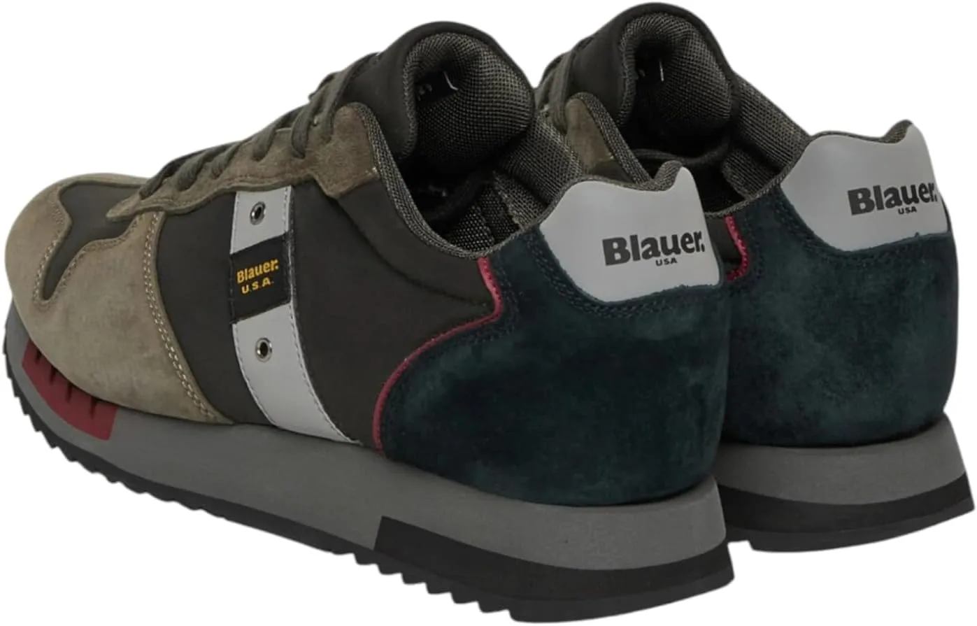 Мужские кроссовки Blauer QUEENS01, черные, цвета хаки, серые, с замшевыми шнурками — фото 3