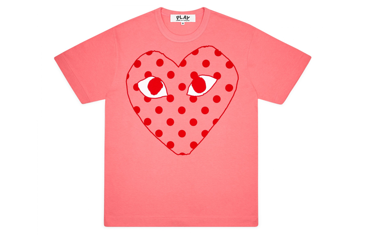 

Comme Des Garcons Play Pastelle Футболка в горох с красным сердцем CDG Play, розовая
