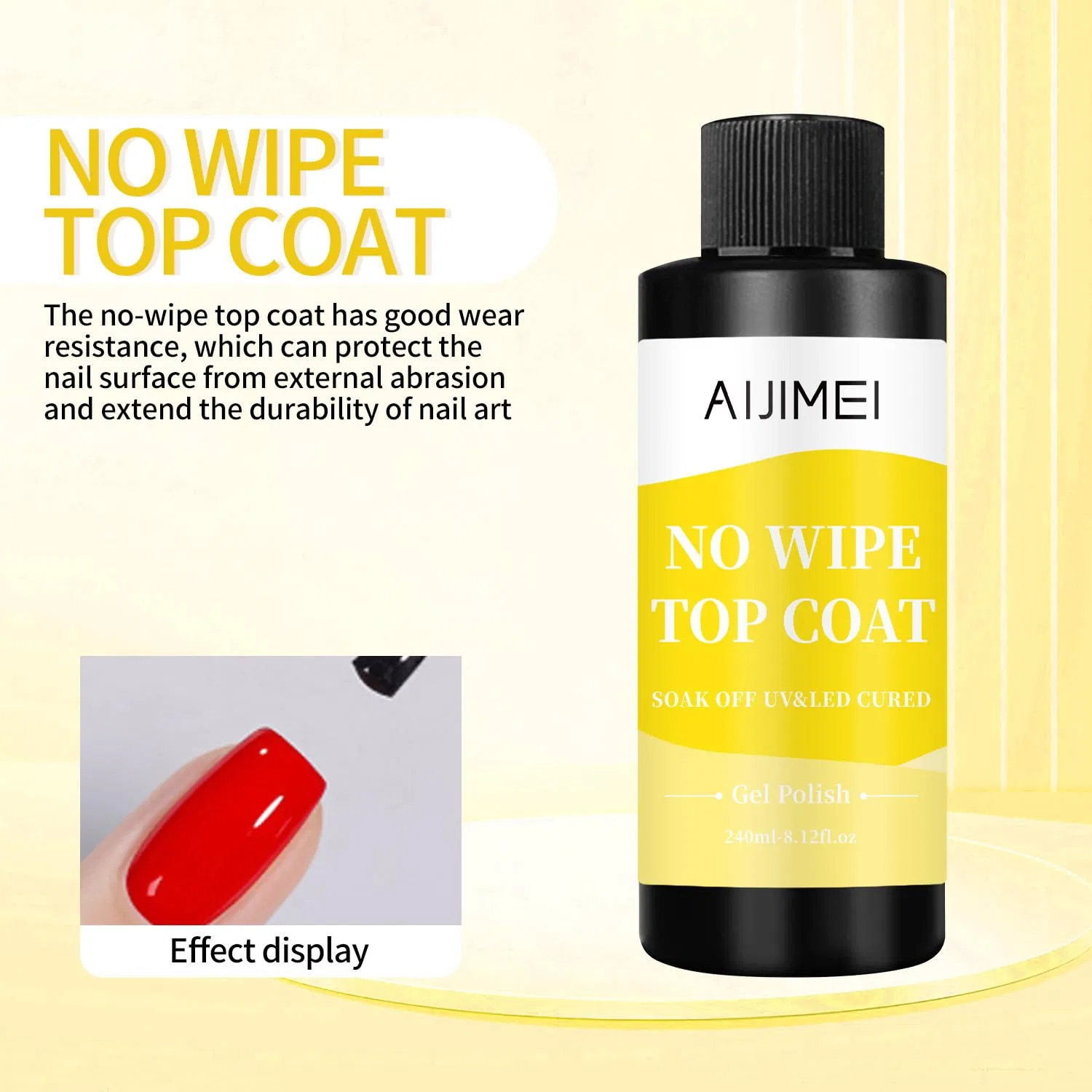 Верхнее покрытие для гель-лака No-Wipe, 240 мл Aijimei, 4-240 Ml. — фото 4