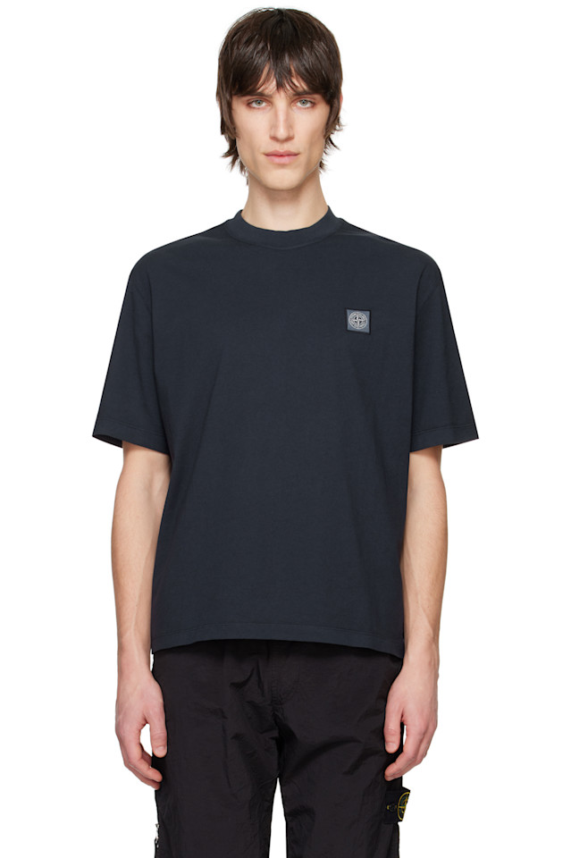 

Футболка из органического хлопка пике Stone Island, синий