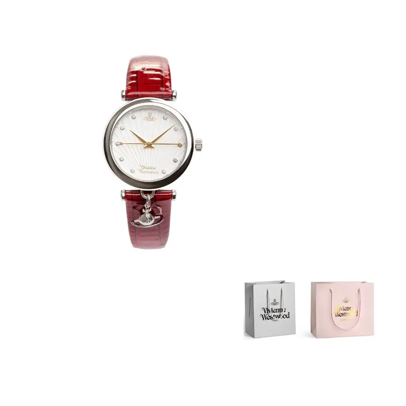 

Классические часы из коллекции Texture, кварцевый механизм, ремешок из натуральной кожи, белый циферблат, женские Vivienne Westwood, белый Dial with красный Strap