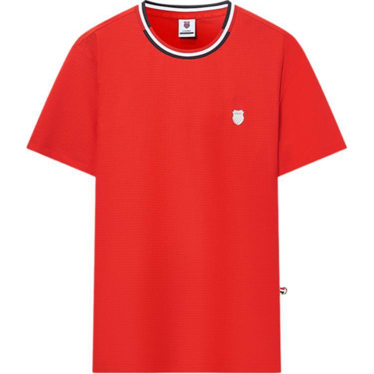 

K·SWISS Футболка KSWISS спортивная мужская розово-красная, Красный, K·SWISS Футболка KSWISS спортивная мужская розово-красная