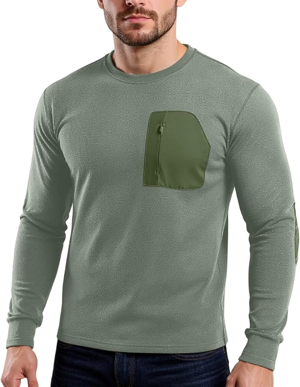 

Ymosrh Мужская футболка с длинным рукавом и круглым вырезом, M-3XL