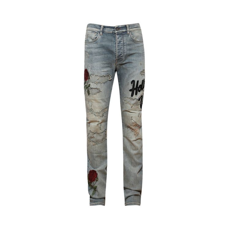 

Джинсы Amiri Floral Sequin Repaired Slim Jean, Antique Indigo
