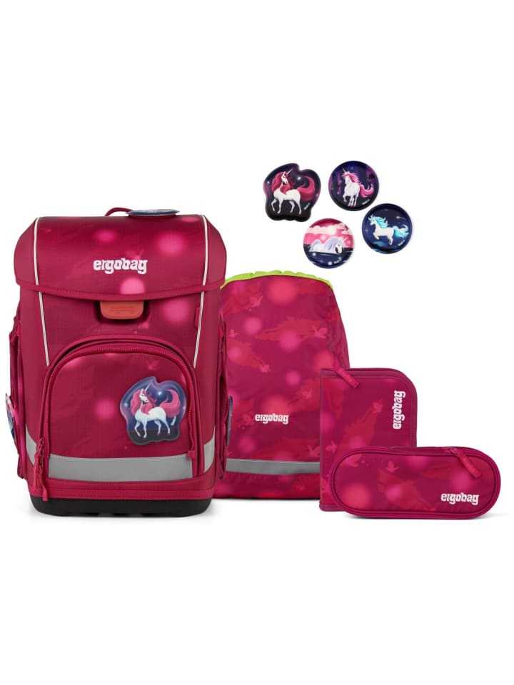 

Ergobag Набор школьных сумок Cubo Light, 5 предметов, с изображением плюшевого медведя Moon Magic Bear, розовый