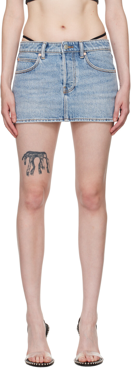 

Синяя джинсовая мини-юбка со стразами Alexander Wang