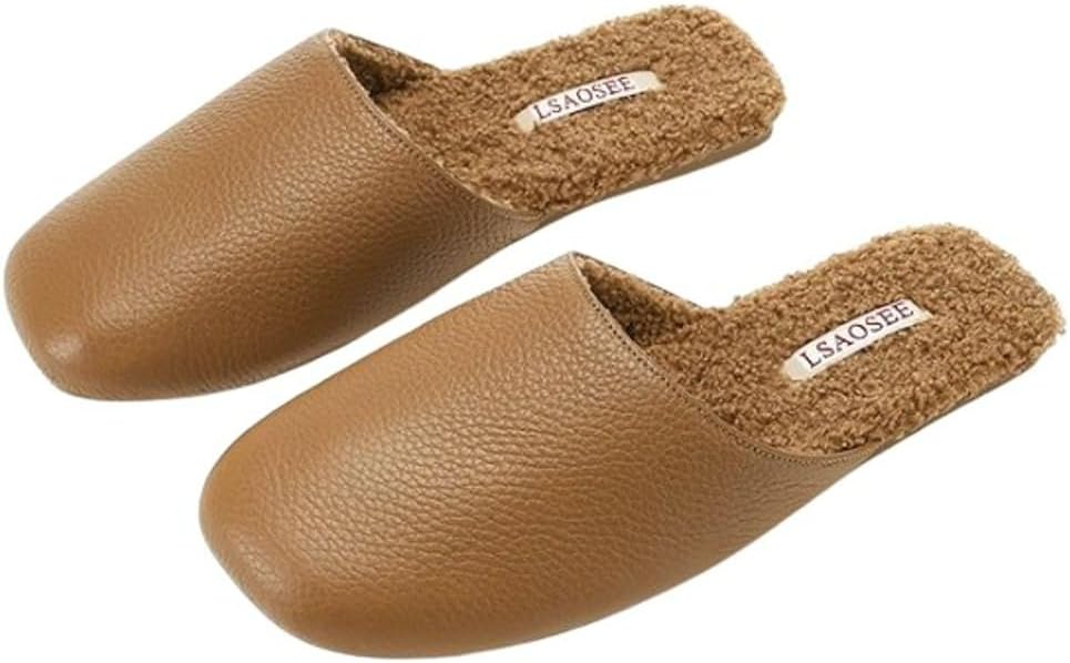 

Кожаные тапочки URAWOW для женщин и мужчин, мягкие мюли, роскошные зимние сандалии, тапочки на каждый день для дома и улицы, Caramel