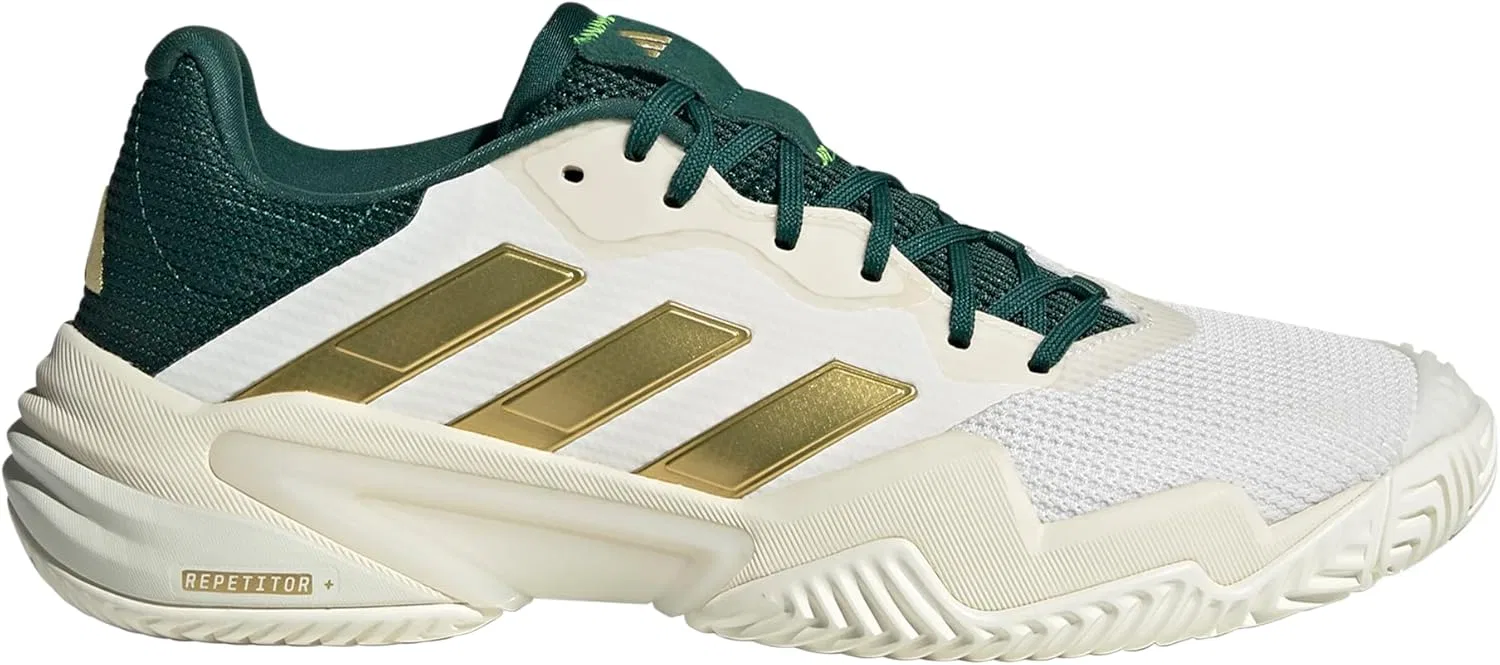 Кроссовки теннисные Adidas Barricade 13, White/Gold Metallic/Collegiate Green — фото 4