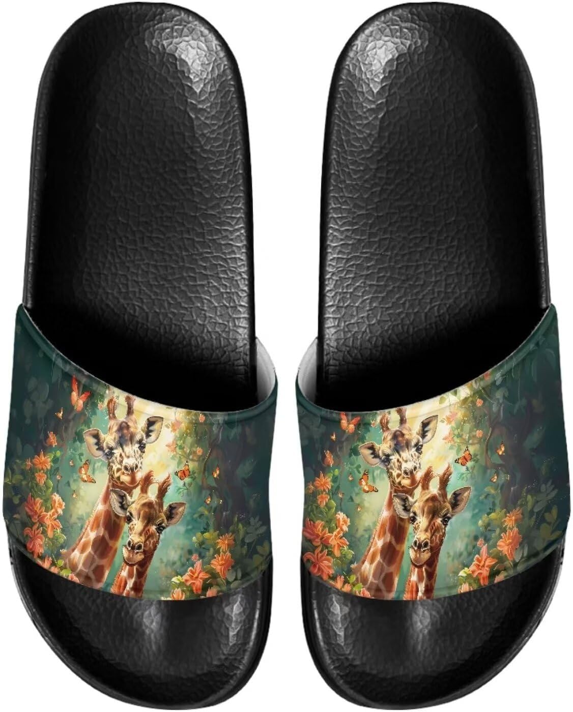 

Мужские повседневные домашние сандалии Нескользящие тапочки для ванной и душа Пляжные шлепанцы для бассейна для пар Judentidos, Funny Giraffe Floral