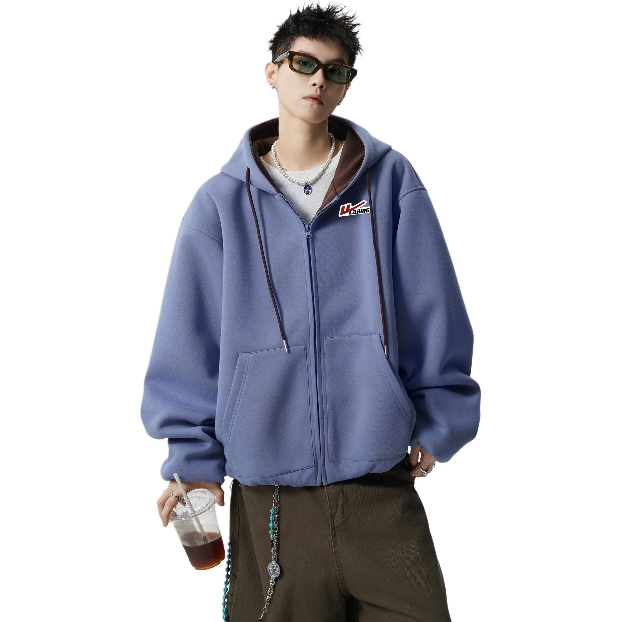 

Толстовка Unisex Hooded Moderate Cardigan WARRIOR, серый синий (diy badge)