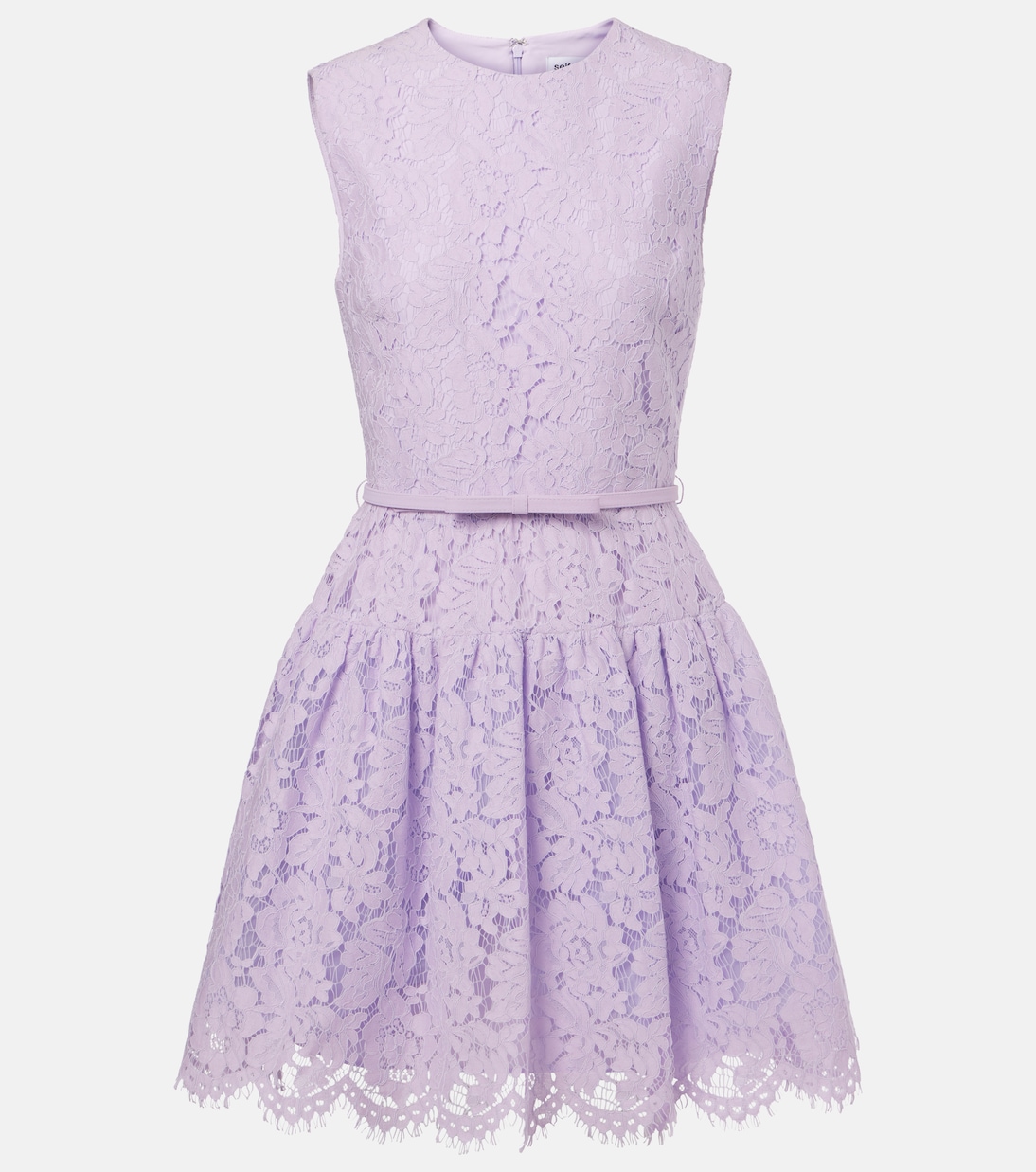 

Мини-платье с поясом и кружевом Self-Portrait, Lilac