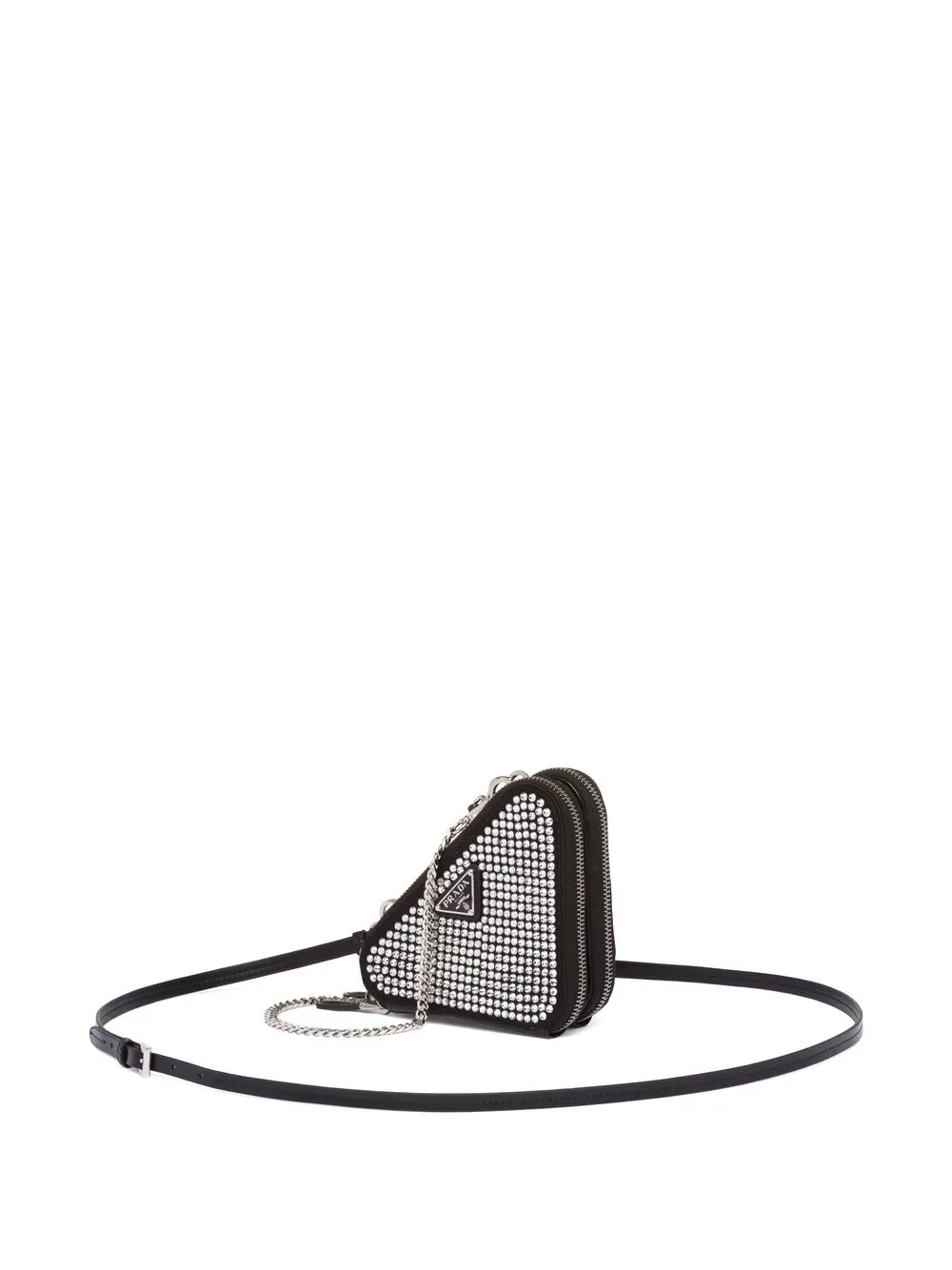 

Мини-сумка через плечо Triangle с кристаллами Prada, черный