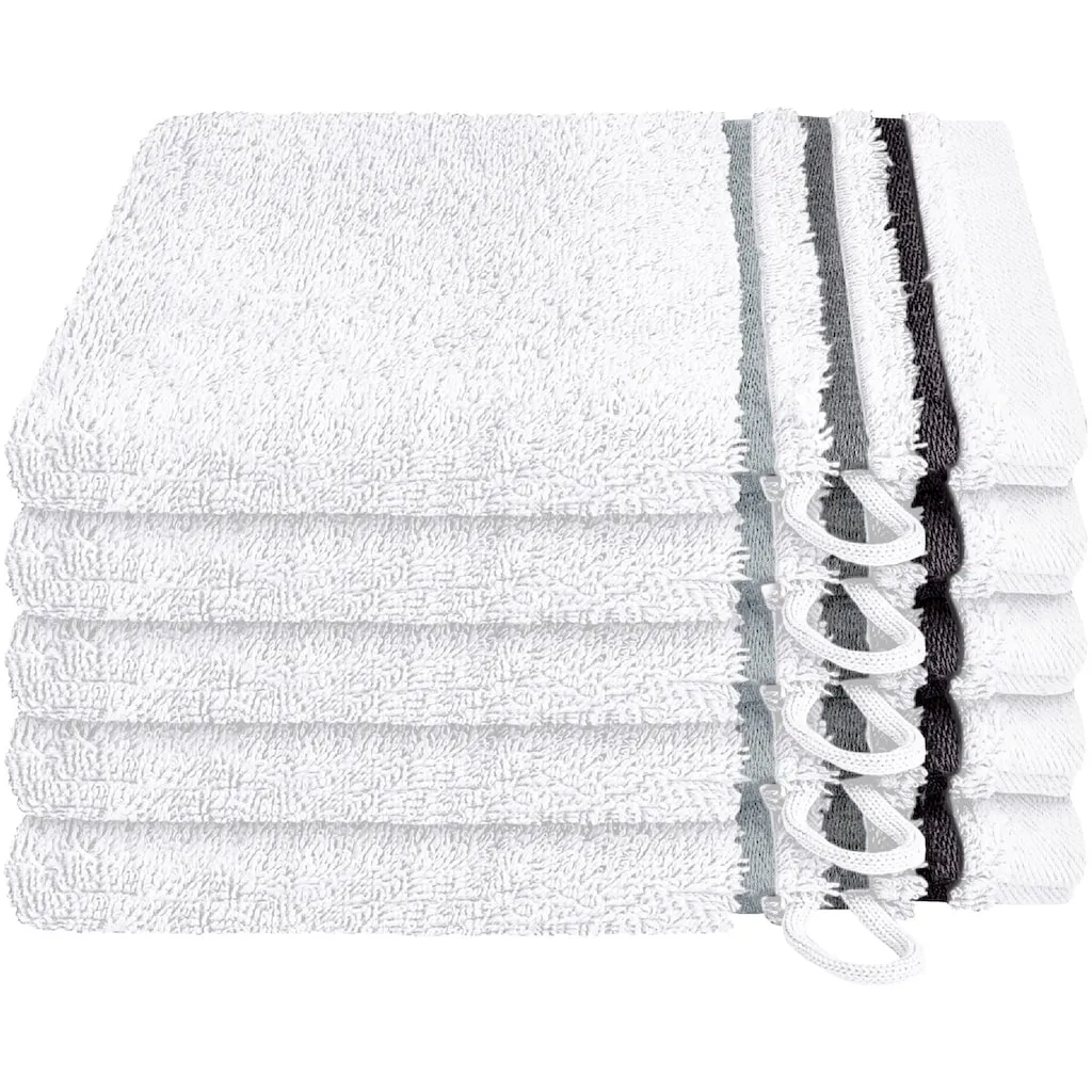 

Мочалка Skyline Color из 100% хлопка с элегантной полосатой каймой MADE IN GREEN by OEKO-TEX Schiesser, белый