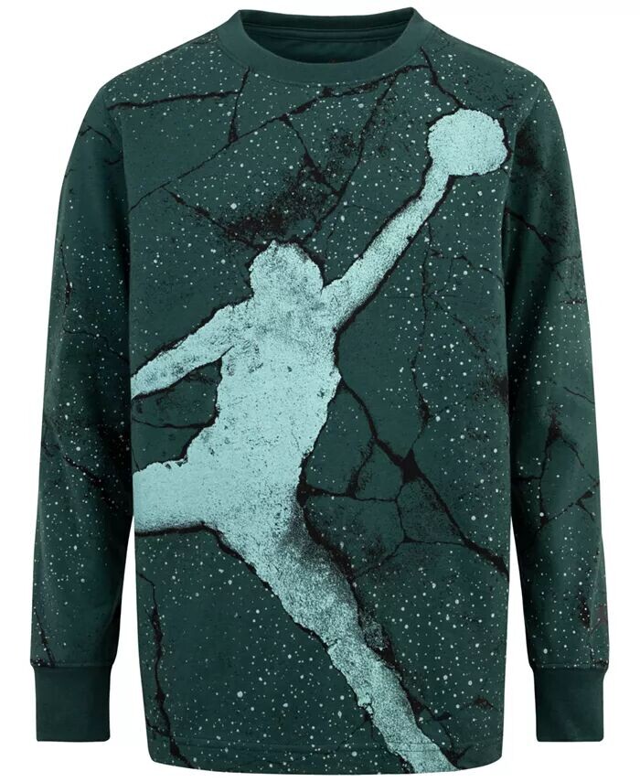 

Футболка с длинными рукавами и графическим рисунком Big Boys Jumpman Cement Jordan, зеленый