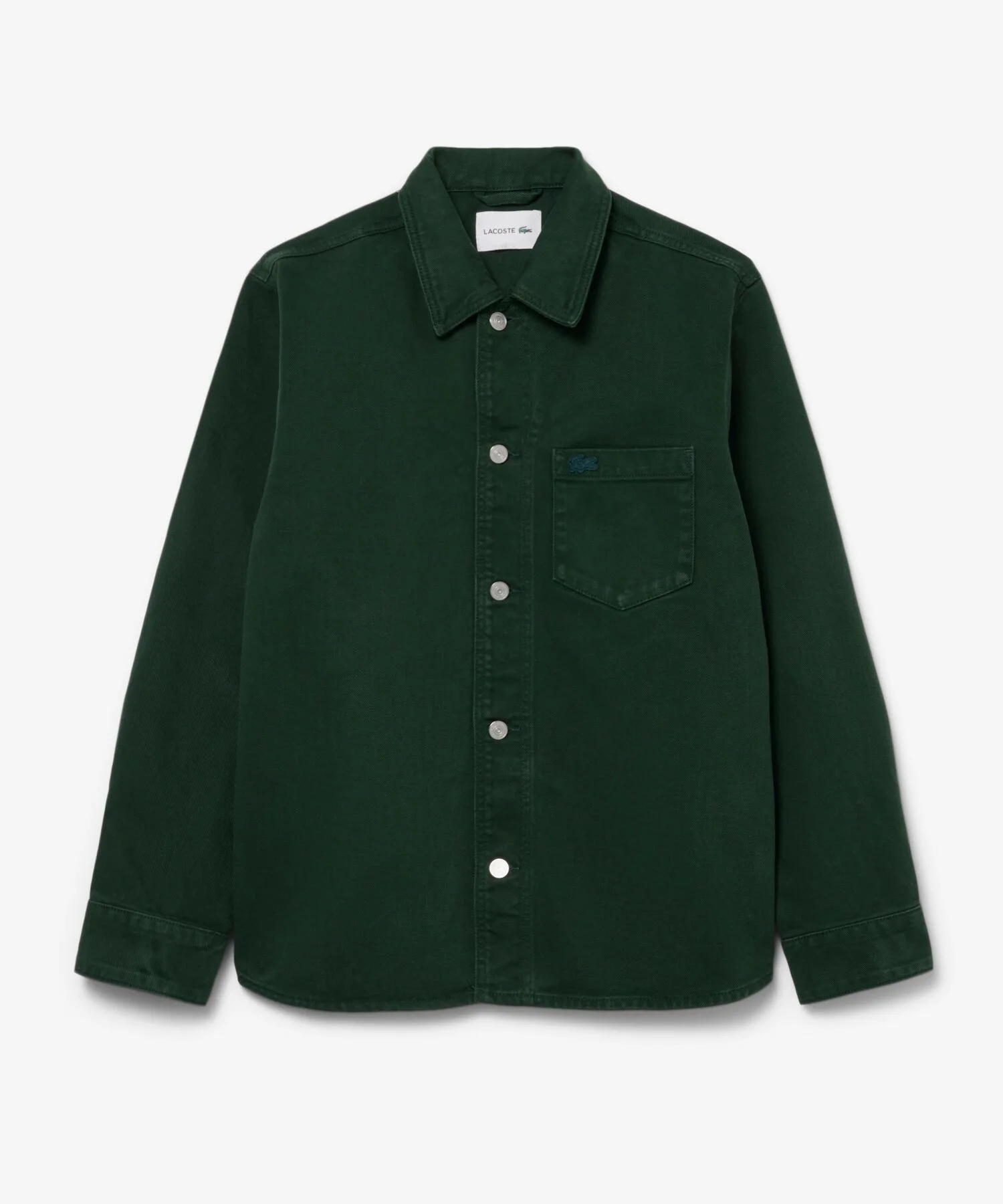 Рубашка джинсовая LACOSTE CH6240-10 унисекс оверсайз, зеленый — фото 4