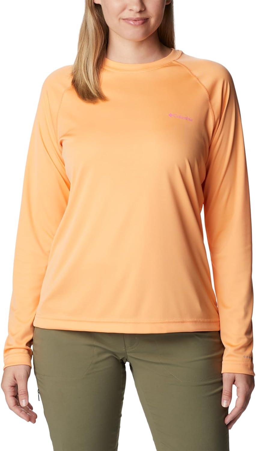 

Футболка Columbia Womens Fork Stream Long Sleeve Shirt, Peach/Wild Geranium Graphic, Оранжевый, Футболка Columbia Womens Fork Stream Long Sleeve Shirt, Peach/Wild Geranium Graphic