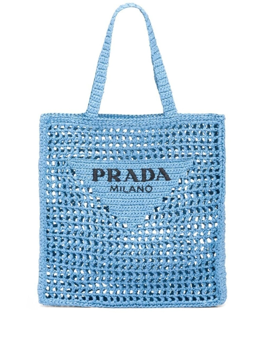 

Плетенная сумка-тоут Prada с логотипом, синий