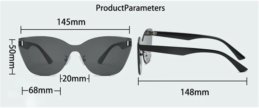 

Солнцезащитные очки «кошачий глаз» без оправы для женщин, большие солнцезащитные очки в стиле ретро, ​​модные очки с защитой от УФ-излучения UV400 KTUCN, White