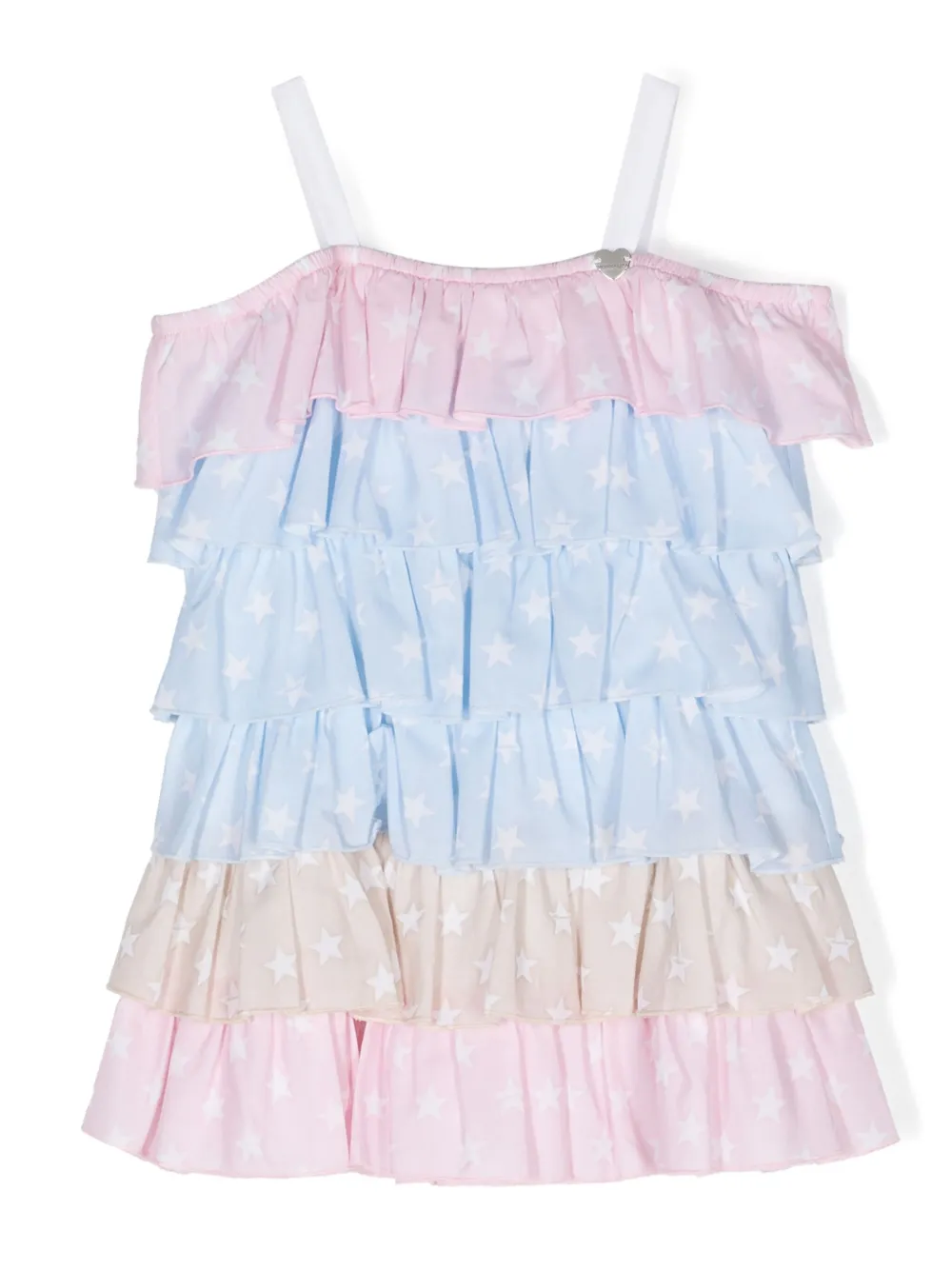 

Платье с оборками и принтом Monnalisa, синий