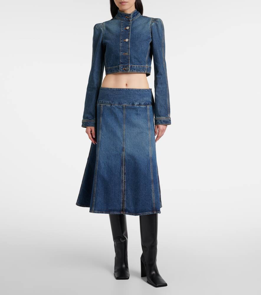 Джинсовая миди-юбка с заниженной талией Alaïa, Bleu Delave — фото 2