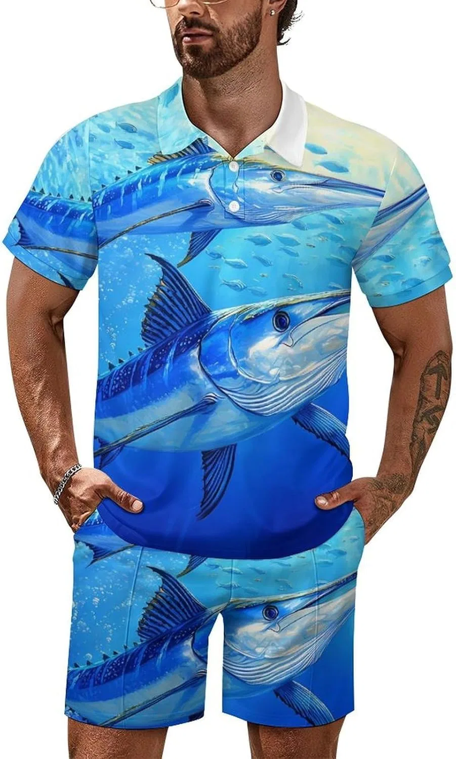 Мужской спортивный костюм с поло, Blue Marlin, 2 предмета, Style