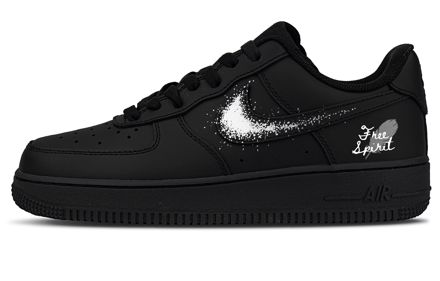 

Nike Кроссовки Air Force 1 Dark Night Wing, износостойкие, низкие, для скейтбординга, унисекс, черный с белыми