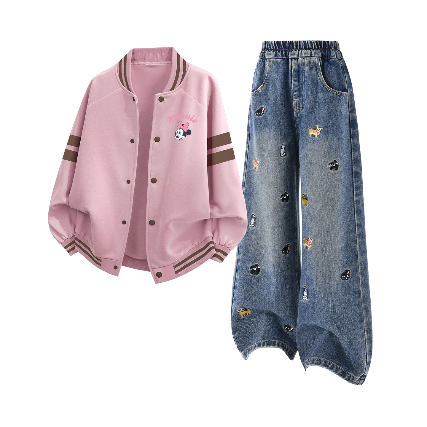 

Детская повседневная спортивная одежда Disney, Di Lifting Eye K Lotus Pink+Solid Color Denim Blue