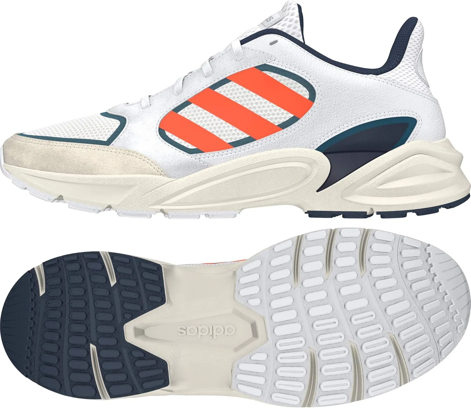 Мужские беговые кроссовки Adidas Valasion 90-х годов, Grey Dash Solar Red Chalk White — фото 3
