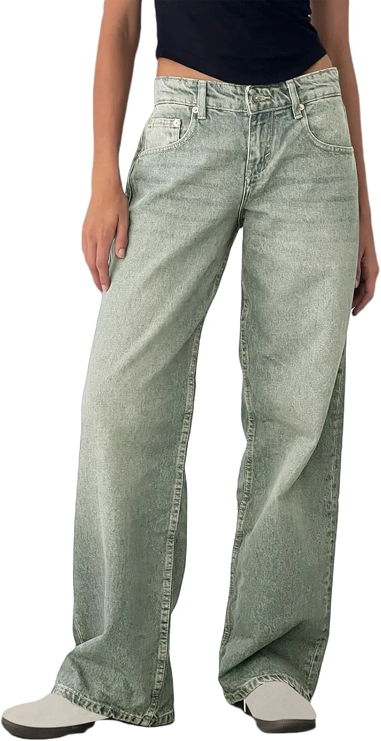 

Женские джинсы Wide Leg High Waisted Baggy Loose Denim Pants Casual