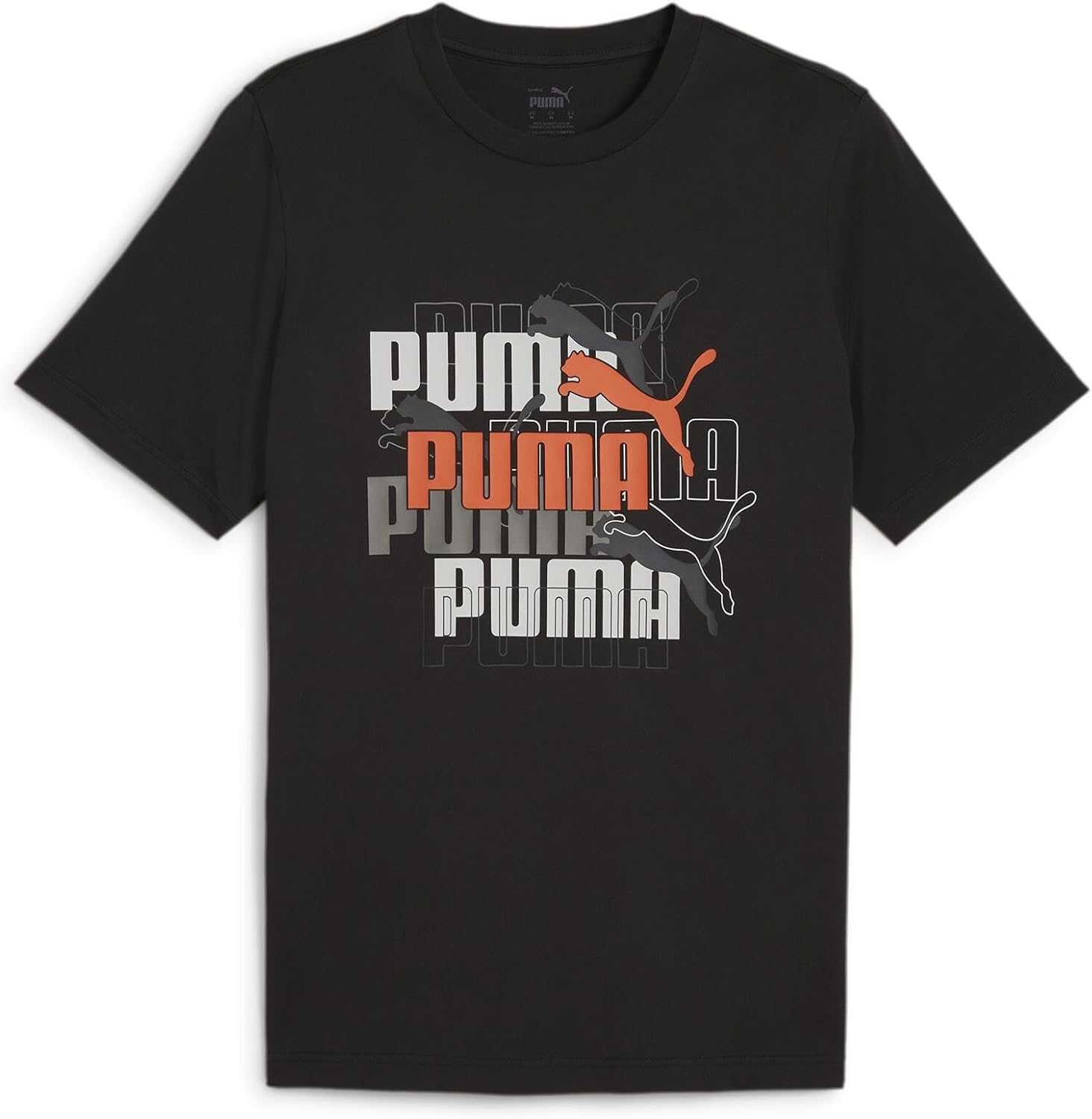 

Мужская повседневная футболка PUMA GRAPHICS с несколькими логотипами, черный