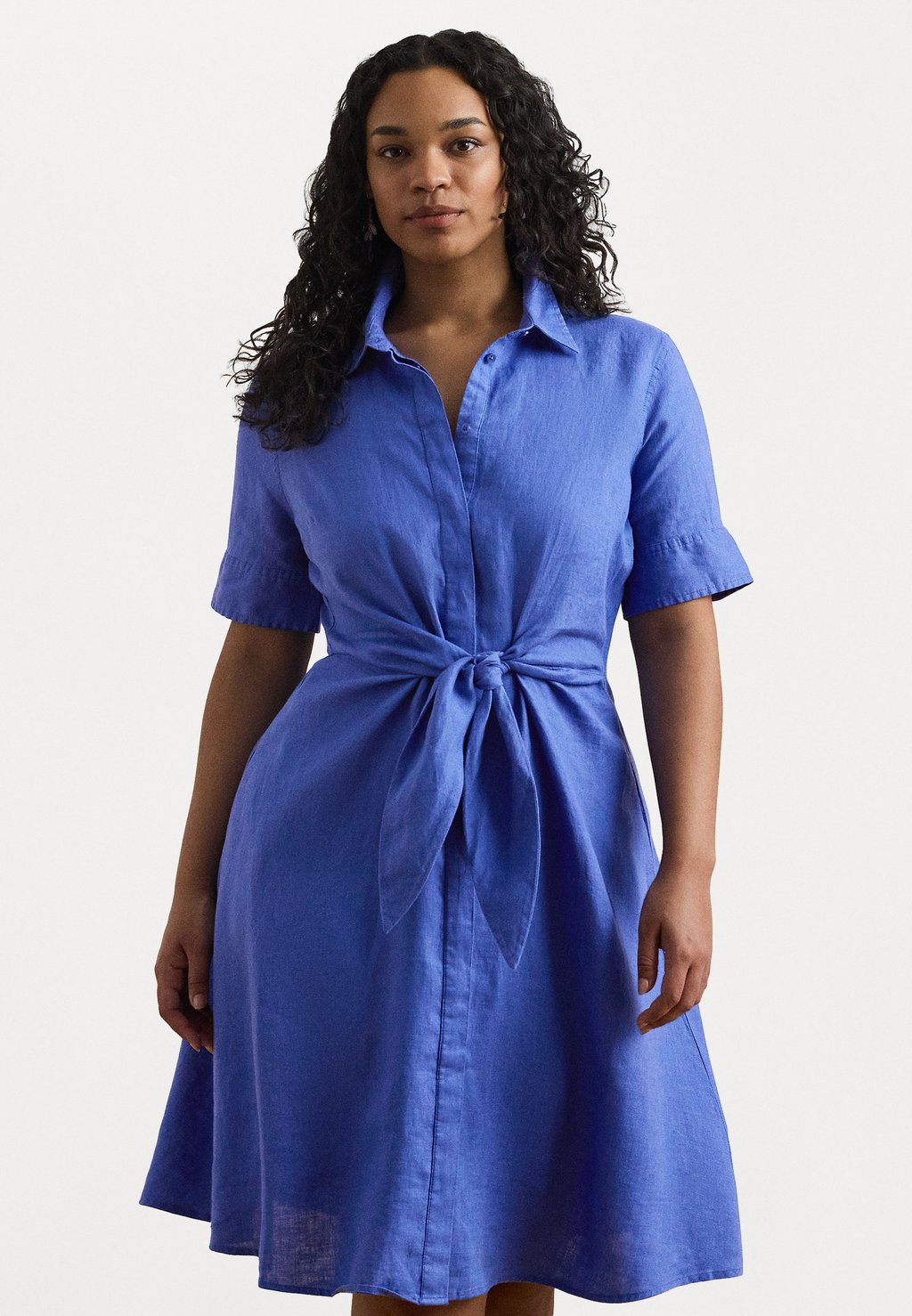 

Платье-рубашка TIE FRONT LINEN SHIRTDRESS Lauren Ralph Lauren Woman, синий