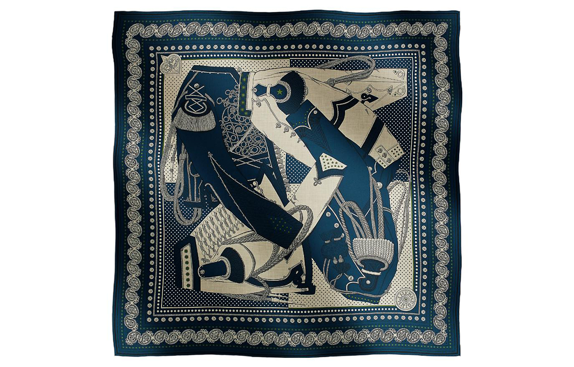 

HERMES Шаль женская синяя, Blue