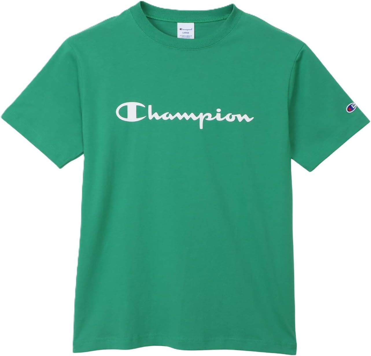 

Мужская футболка Champion с коротким рукавом и круглым вырезом, 100% хлопок, логотип с надписью, резиновый принт, C3-X358, зеленый