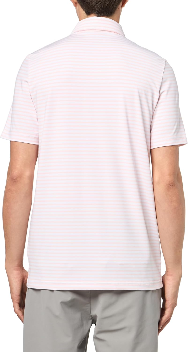 Мужская поло для гольфа Lacoste Sport Regular Fit с защитой от ультрафиолета, Flamingo/White Striped — фото 2