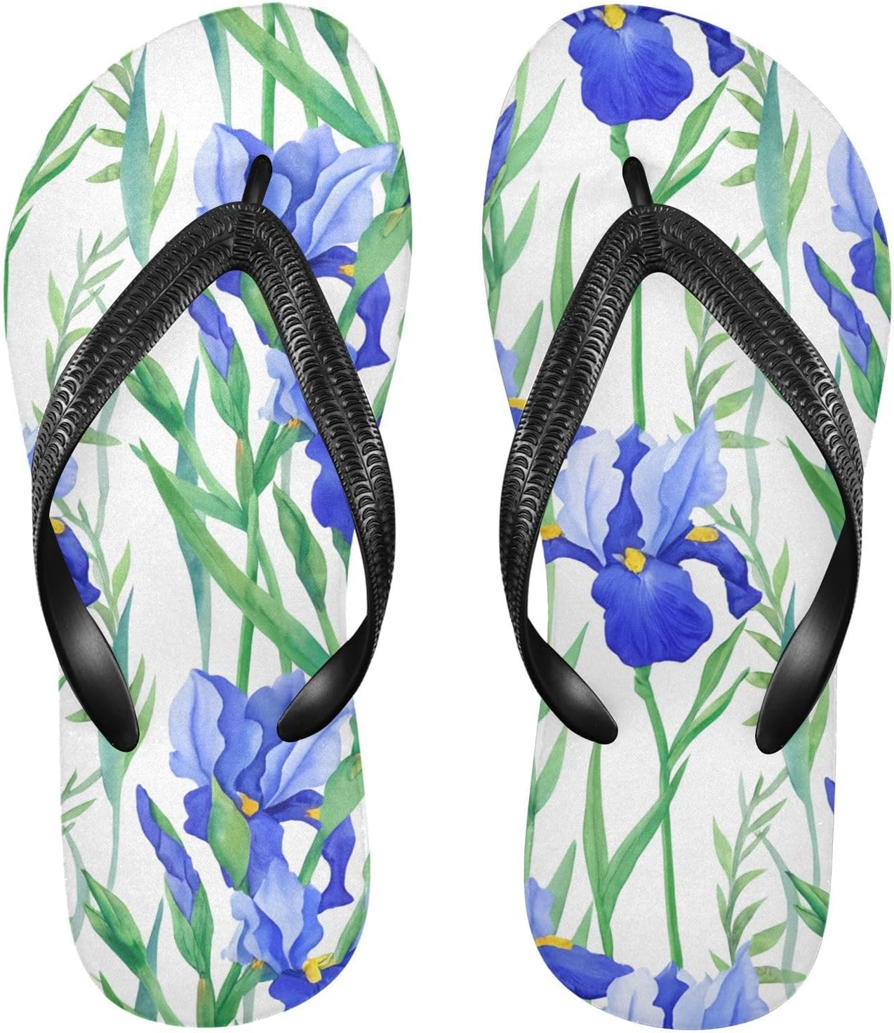 

Шлепанцы с рисунком ирисов, белые, для пляжа, душа, резинескользящие летние тапочки для женщин и мужчин Sinestour