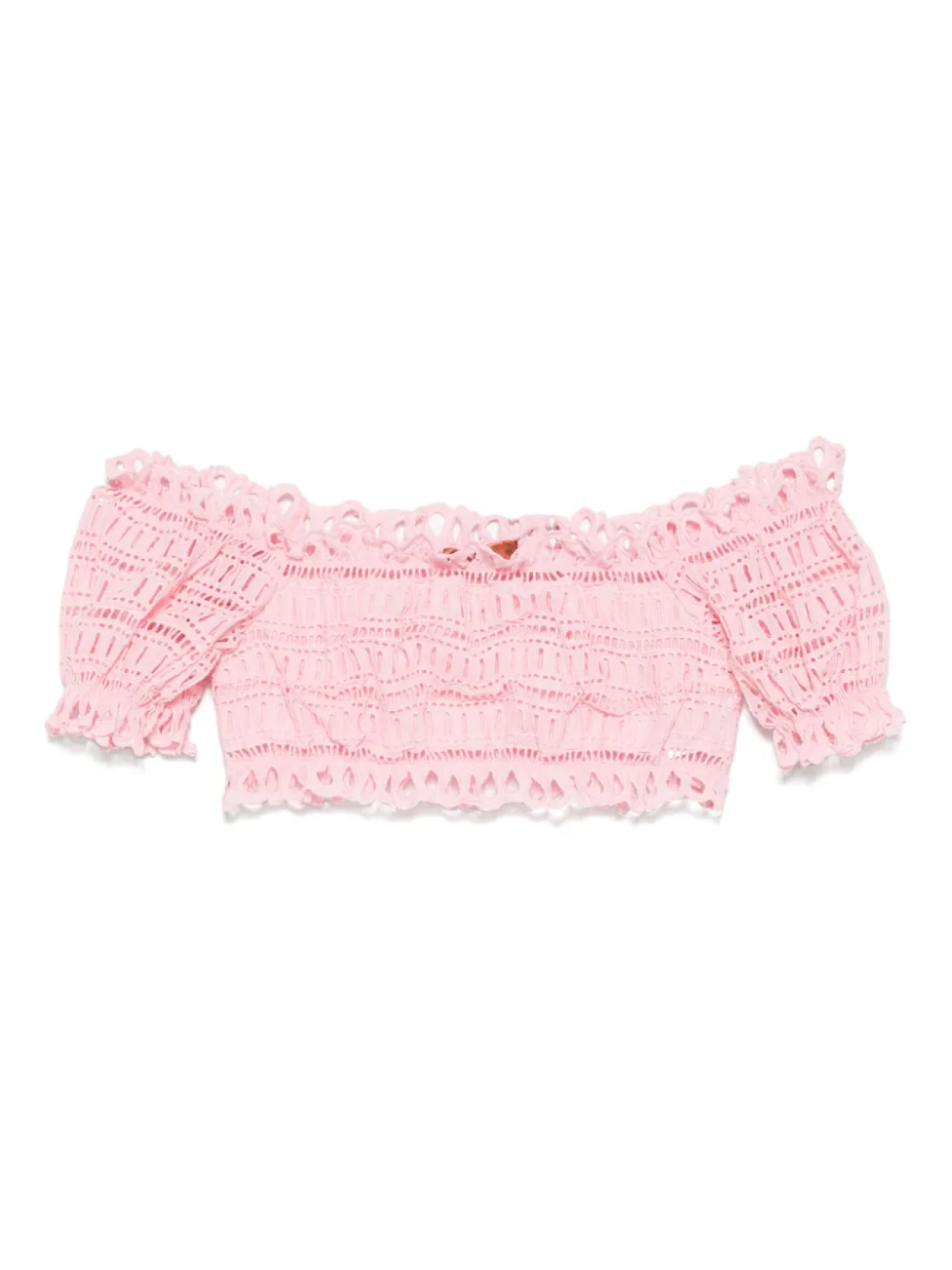 

Укороченный топ Ermanno Scervino из английской вышивки, розовый